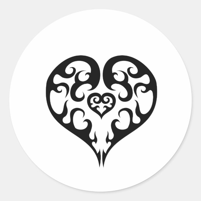 Pegatina Redonda Diseño del emblema del corazón negro (Anverso)