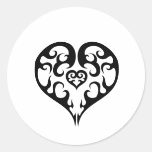 Pegatina Redonda Diseño del emblema del corazón negro