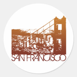 Pegatina Redonda Diseño del horizonte de San Francisco