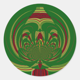 Pegatina Redonda Diseño del modelo floral verde étnico africano