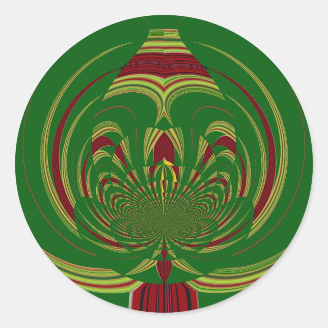 Pegatina Redonda Diseño del modelo floral verde étnico africano (Anverso)