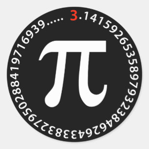 Pegatina Redonda Diseño del número del pi