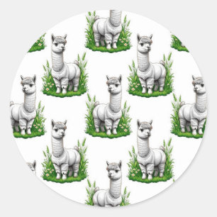 Pegatina Redonda Diseño del patrón de camello llama Alpaca