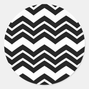 Pegatina Redonda Diseño del patrón de Chevron de Zigzag blanco negr