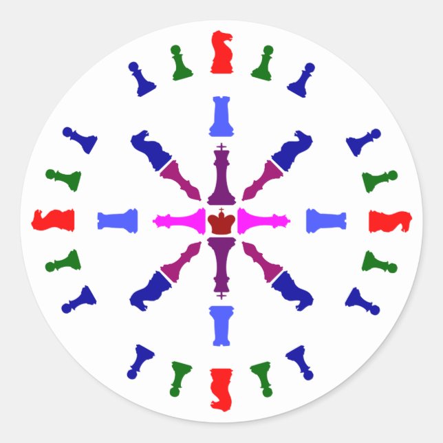 Pegatina Redonda Diseño del pedazo de ajedrez (Anverso)