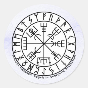 Pegatina Redonda Diseño del símbolo del brújula vikinga Vegvisir