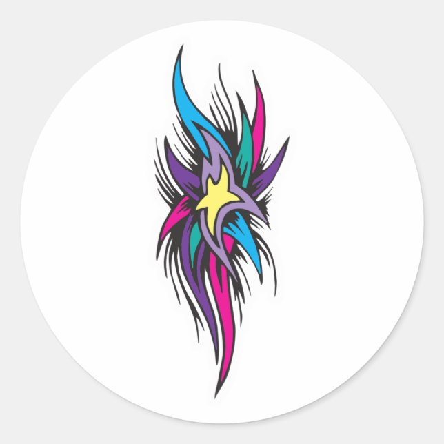 Pegatina Redonda Diseño del tatuaje de Star Tails (Anverso)