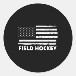 Pegatina Redonda Diseño Deportivo Patriótico de Hockey sobre Césped