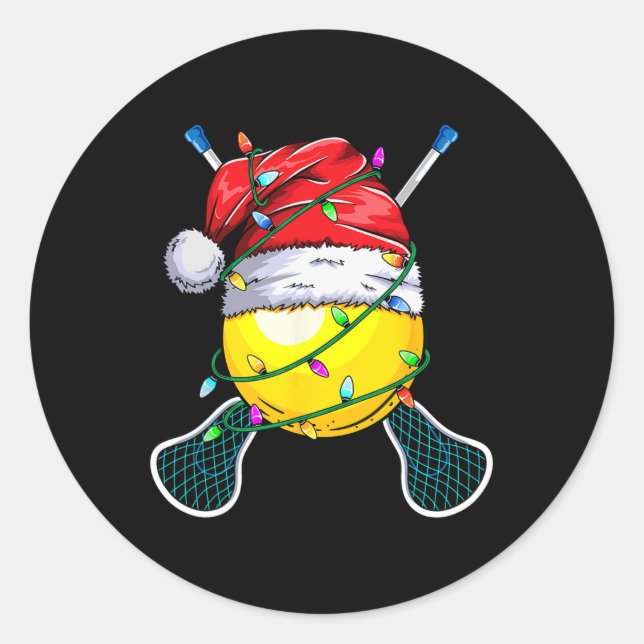 Pegatina Redonda Diseño deportivo Santa - Navidades Lacrosse Player (Anverso)