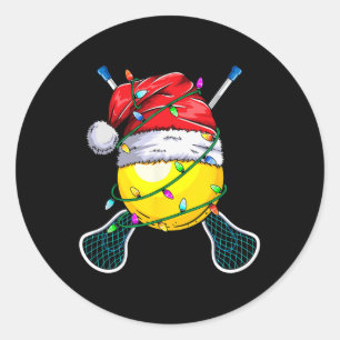 Pegatina Redonda Diseño deportivo Santa - Navidades Lacrosse Player