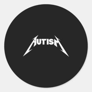 Pegatina Redonda Diseño Divertido Autismo Esqueleto Meme Metal Rock