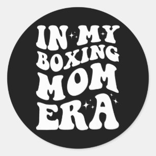 Pegatina Redonda Diseño divertido de boxeo en la era de mi mamá de 