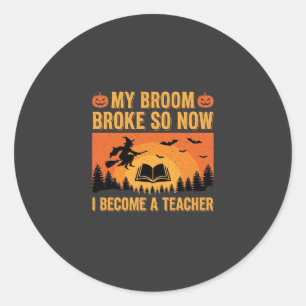 Pegatina Redonda Diseño divertido de bruja profesora de Halloween r