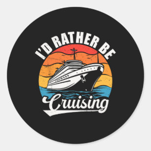 Pegatina Redonda Diseño divertido de crucero familiar para hombres 