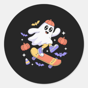 Pegatina Redonda Diseño divertido de fantasma para skateboard de Ha