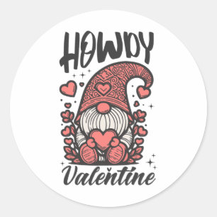 Pegatina Redonda Diseño divertido de gnomo del Día de San Valentín