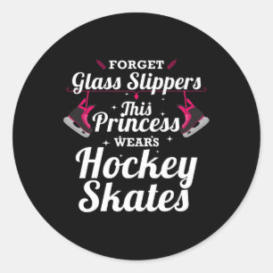 Pegatina Redonda Diseño divertido de hockey para Chicas Mujeres Jug