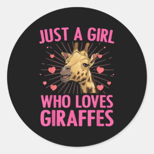 Pegatina Redonda Diseño divertido de jirafas para mujeres Chicas Sa