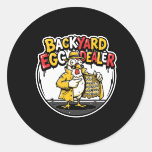Pegatina Redonda Diseño divertido de pollo de Ckyard Egg Dealer