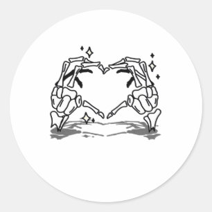 Pegatina Redonda Diseño divertido de Skeleton Hand Heart