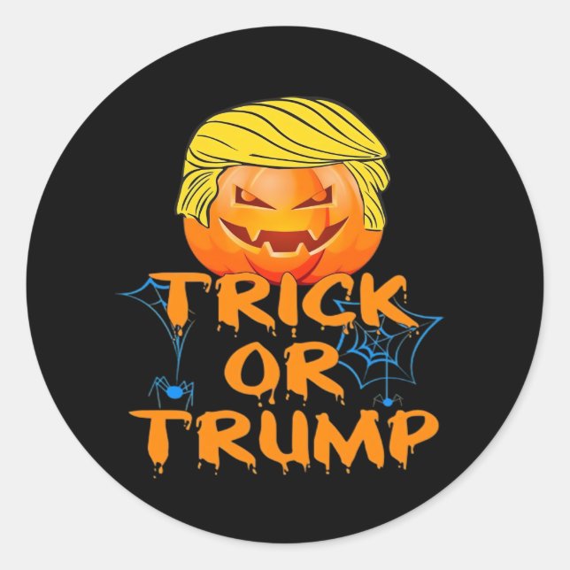 Pegatina Redonda Diseño divertido de Trumpkin para Halloween (Anverso)