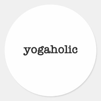 Pegatina Redonda Diseño Divertido de Yoga 'Yogaoholic' Profesor de