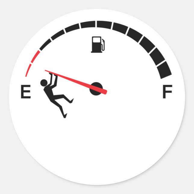 Pegatina Redonda Diseño divertido del depósito de combustible vacío (Anverso)