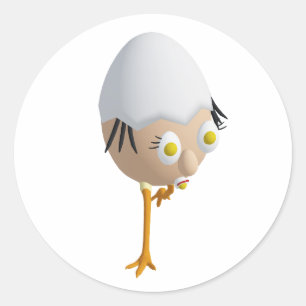 Pegatina Redonda Diseño divertido del personaje de huevo RG y RA