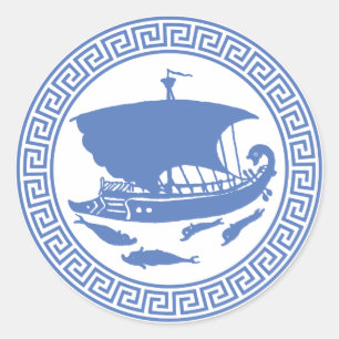 Pegatina Redonda Diseño dominante griego