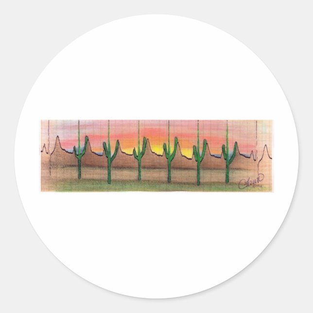 Pegatina Redonda Diseño ECG (Anverso)