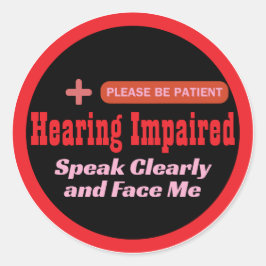 Pegatina Redonda diseño elegante con problemas de audición - negro