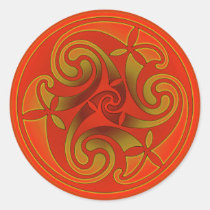 Pegatina Redonda Diseño espiral de arte celta