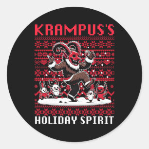 Pegatina Redonda Diseño Espíritu Navideño Krampus Temporada de Navi
