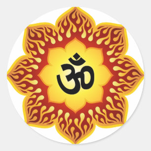 Pegatina Redonda Diseño espiritual de Lotus Om