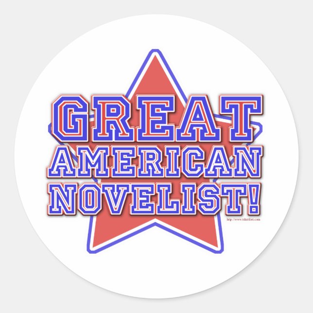 Pegatina Redonda Diseño estelar de novelista norteamericano (Anverso)