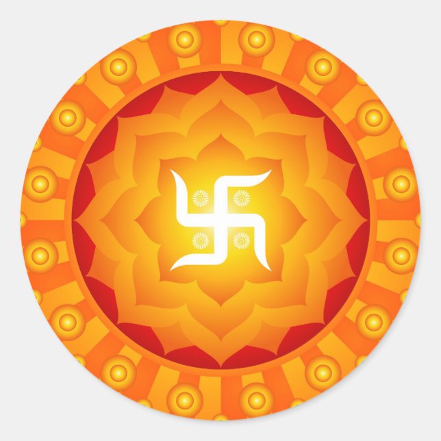 Pegatina Redonda Diseño Esvástica Esvástica Espiritual (Anverso)