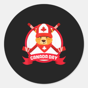 Pegatina Redonda Diseño Feliz Día de Canadá Funny Canadian Groundho