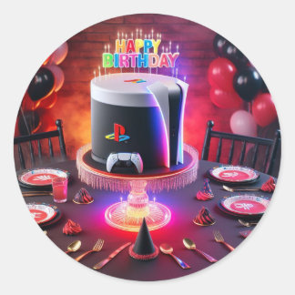 Pegatina Redonda Diseño Fiesta Play Station 5
