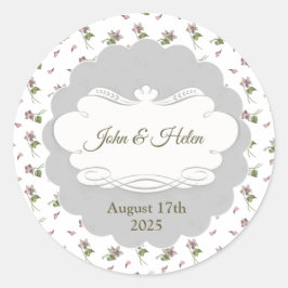 Pegatina Redonda Diseño floral