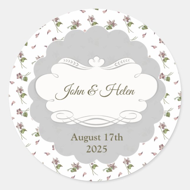 Pegatina Redonda Diseño floral (Anverso)