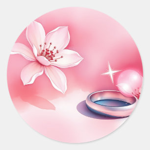 Pegatina Redonda Diseño floral: Belleza y elegancia sin tiempo