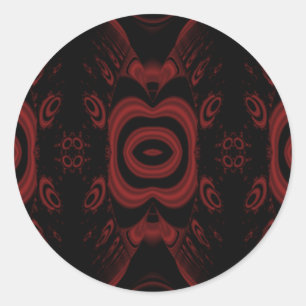 Pegatina Redonda Diseño floral gótico profundo rojo y negro.