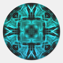 Pegatina Redonda Diseño Fractal de Plasma Eléctrico Futurista