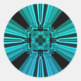 Pegatina Redonda Diseño Fractal de Plasma Eléctrico Futurista