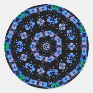 Pegatina Redonda Diseño Fractal de Plasma Eléctrico Futurista