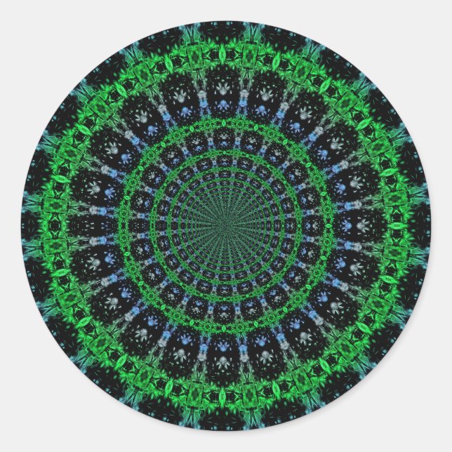 Pegatina Redonda Diseño Fractal de Plasma Eléctrico Futurista (Anverso)