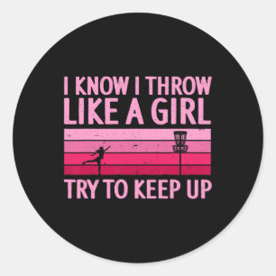 Pegatina Redonda Diseño Genial de Disc Golf para Mujeres Chicas Dis