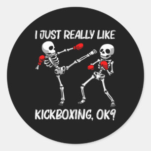 Pegatina Redonda Diseño genial de kickboxing para hombres y mujeres