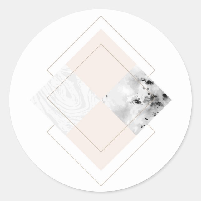 Pegatina Redonda Diseño geométrico de mármol (Anverso)