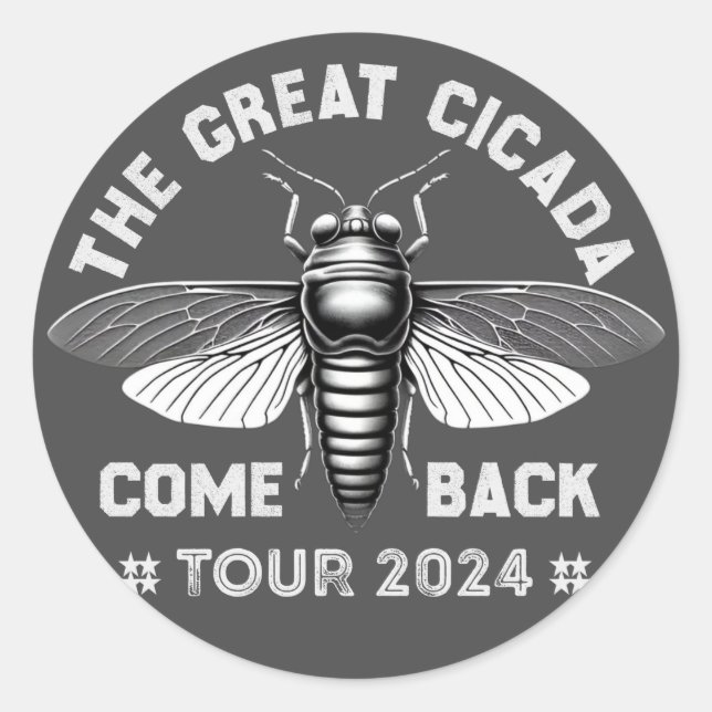 Pegatina Redonda Diseño Gráfico Cicada Comeback Tour 2024 (Anverso)